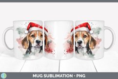 Christmas Santa Hat Beagle Dog Mug Wrap | Sublimation Coffee Product Image 2