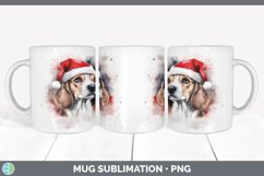 Christmas Santa Hat Beagle Dog Mug Wrap | Sublimation Coffee Product Image 3