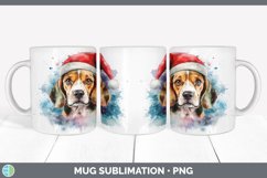 Christmas Santa Hat Beagle Dog Mug Wrap | Sublimation Coffee Product Image 4