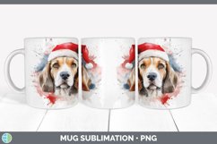 Christmas Santa Hat Beagle Dog Mug Wrap | Sublimation Coffee Product Image 5