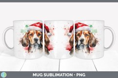 Christmas Santa Hat Beagle Dog Mug Wrap | Sublimation Coffee Product Image 6
