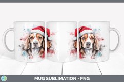 Christmas Santa Hat Beagle Dog Mug Wrap | Sublimation Coffee Product Image 7