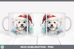 Christmas Santa Hat Bichon Frise Dog Mug Wrap | Sublimation Product Image 2