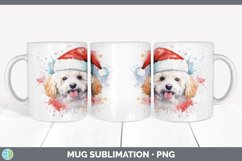 Christmas Santa Hat Bichon Frise Dog Mug Wrap | Sublimation Product Image 3