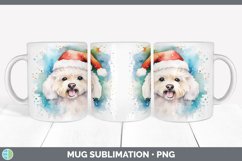 Christmas Santa Hat Bichon Frise Dog Mug Wrap | Sublimation Product Image 4