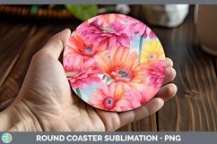 GorgeousWatercolor Flowers Round Coaster design.