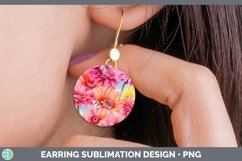 GorgeousWatercolor Flowers Round Earrings design.