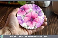 GorgeousWatercolor Flowers Round Coaster design.
