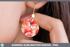 GorgeousWatercolor Flowers Round Earrings design.
