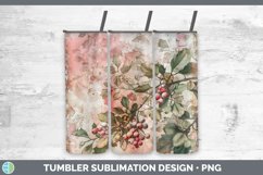 Vintage Pink Christmas Mistletoe Tumbler Sublimation 20 oz S Product Image 1