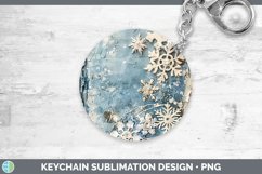 Vintage Blue Christmas Snowflakes Keychain Sublimation Keyri Product Image 1