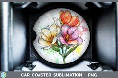 Watercolor Freesia Car Coaster Sublimation Designs Product Image 1