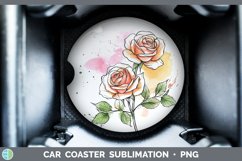 Watercolor Rose Car Coaster Sublimation Designs Product Image 1