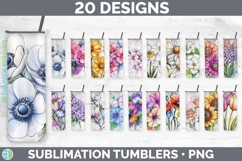 Splash Flowers 02 Tumbler PNG Sublimation Design Bundle Product Image 1