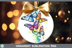 Watercolor Splatter Butterfly Ornament Sublimation Bauble De Product Image 1
