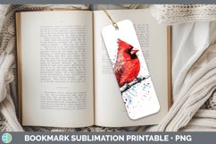 Watercolor Splatter Cardinal Bookmark Sublimation Printable Product Image 1