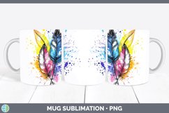 Watercolor Boho Feathers Mug Wrap Sublimation Coffee Cup Des Product Image 1