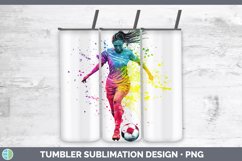 Watercolor Splash Female Soccer Tumbler Sublimation 20 oz Sk Product Image 1