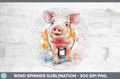 Watercolor Splash Farm Pig Wind Spinner Sublimation Spinner Product Image 1