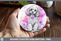 Valentine Splash Dogs Poodle Round Coaster Sublimation Coast Product Image 1