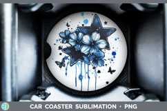 Blue Drips Stars Car Coaster Sublimation Designs Product Image 1
