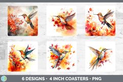 Autumn Hummingbird Bird Square Coaster | Bundle Coaster Desi Product Image 2