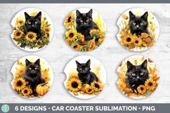 Autumn Black Cat Car Coaster | Bundle Coaster Designs Product Image 2