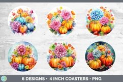 Autumn Chrysanthemums Round Coaster | Bundle Coaster Designs Product Image 2