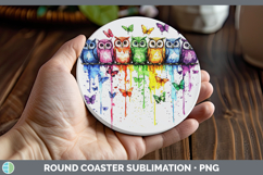 Rainbow Drips BS01 Owl Round Coaster Sublimation Coaster Des Product Image 1