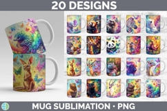 Rainbow Safari Mug PNG Glitter Sublimation Design Bundle Product Image 1