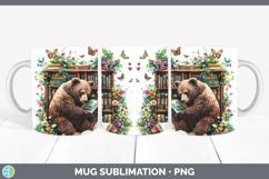 BS02 Bookshelf Bear Mug Wrap Sublimation Coffee Cup Designs Product Image 1