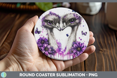 Farm Purple Drips Emu Round Coaster Sublimation Coaster Desi Product Image 1