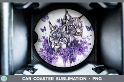Wild Cats Purple Drips Canada Lynx Car Coaster Sublimation Product Image 1