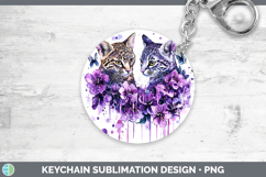 Wild Cats Purple Drips Geoffroys Cat Keychain Sublimation Product Image 1