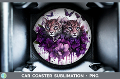 Wild Cats Purple Drips Jaguar Car Coaster Sublimation Desig Product Image 1