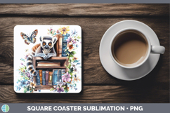 BS05 Bookshelf Lemur Square Coaster Sublimation Coaster Desi Product Image 1