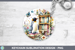 BS05 Bookshelf Penguin Keychain Sublimation Keyring Designs Product Image 1