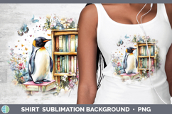 BS05 Bookshelf Penguin Shirt Sublimation Background Designs Product Image 1