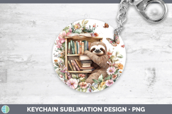 BS05 Bookshelf Sloth Keychain Sublimation Keyring Designs Product Image 1