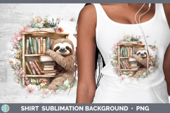 BS05 Bookshelf Sloth Shirt Sublimation Background Designs Product Image 1