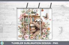 BS05 Bookshelf Sloth Tumbler Sublimation 20 oz Skinny Tumble Product Image 1