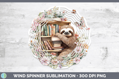 BS05 Bookshelf Sloth Wind Spinner Sublimation Spinner Design Product Image 1