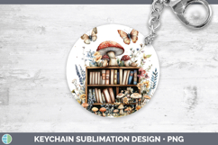 BS05 Bookshelf Mushroom Keychain Sublimation Keyring Designs Product Image 1