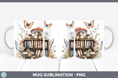 BS05 Bookshelf Mushroom Mug Wrap Sublimation Coffee Cup Desi Product Image 1