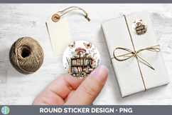 BS05 Bookshelf Mushroom Stickers | Round Labels Designs Product Image 1