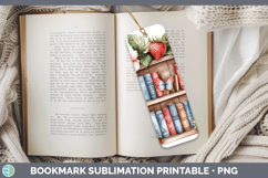 BS05 Bookshelf Strawberry Bookmark Sublimation Printable Des Product Image 1