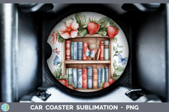 BS05 Bookshelf Strawberry Car Coaster Sublimation Designs Product Image 1