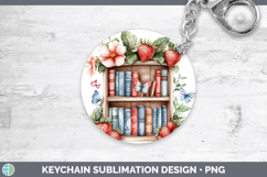 BS05 Bookshelf Strawberry Keychain Sublimation Keyring Desig Product Image 1