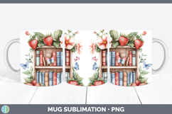 BS05 Bookshelf Strawberry Mug Wrap Sublimation Coffee Cup De Product Image 1