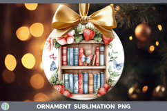 BS05 Bookshelf Strawberry Ornament Sublimation Bauble Design Product Image 1